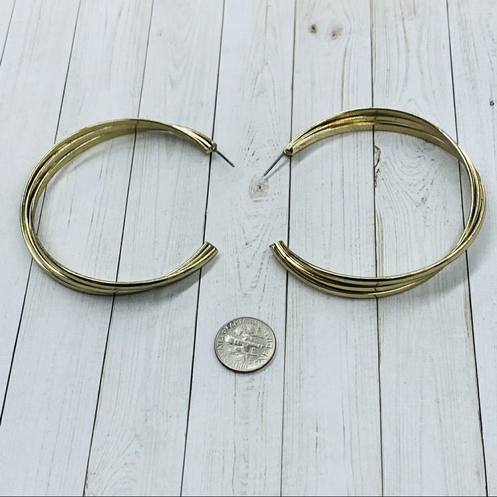 Gold Triple Strand Hoops‎